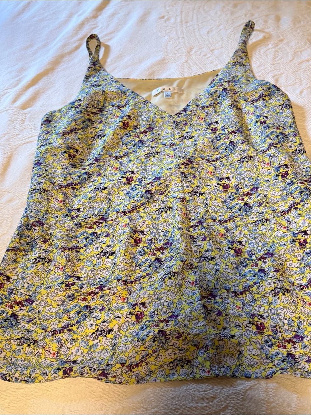 Floral Print Spaghetti Strap Cami - Yellow Floral - Picture 4 of 5
